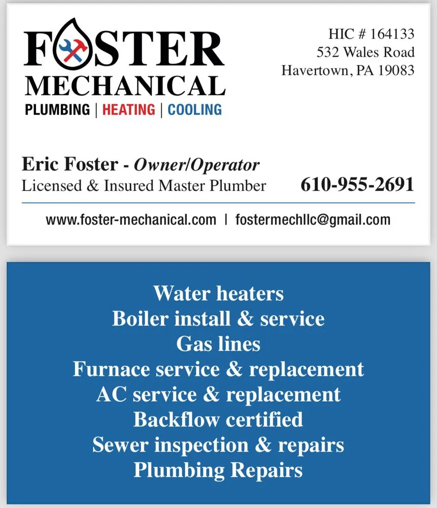Top-rated water heater service experts serving Havertown, PA - Foster Mechanical