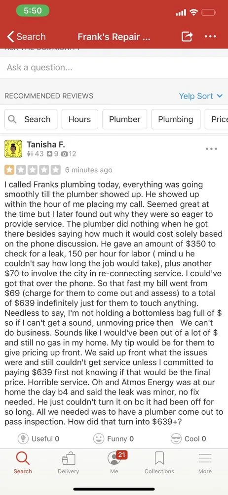 Slide of Frank's Repair Plumbing