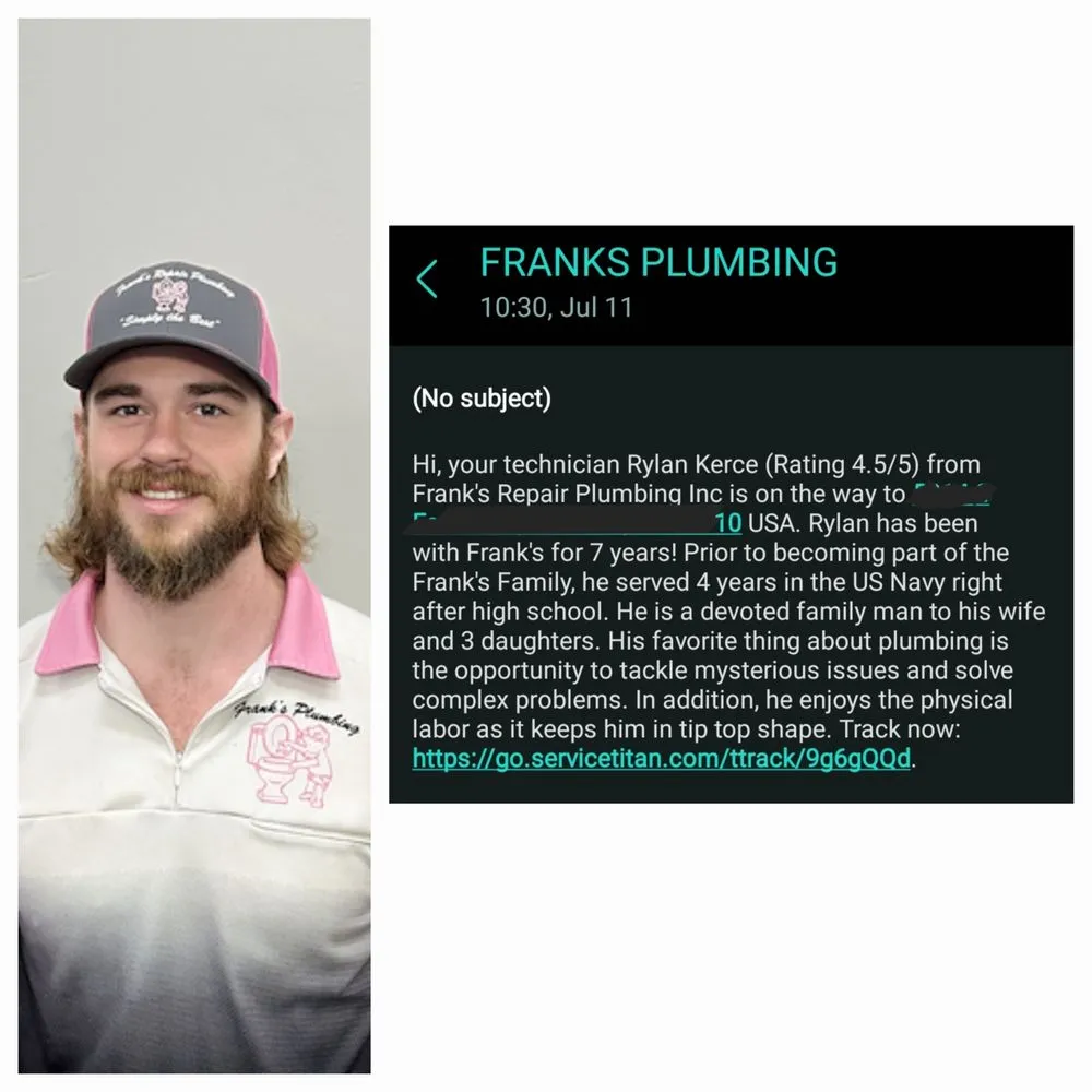 Slide of Frank's Repair Plumbing