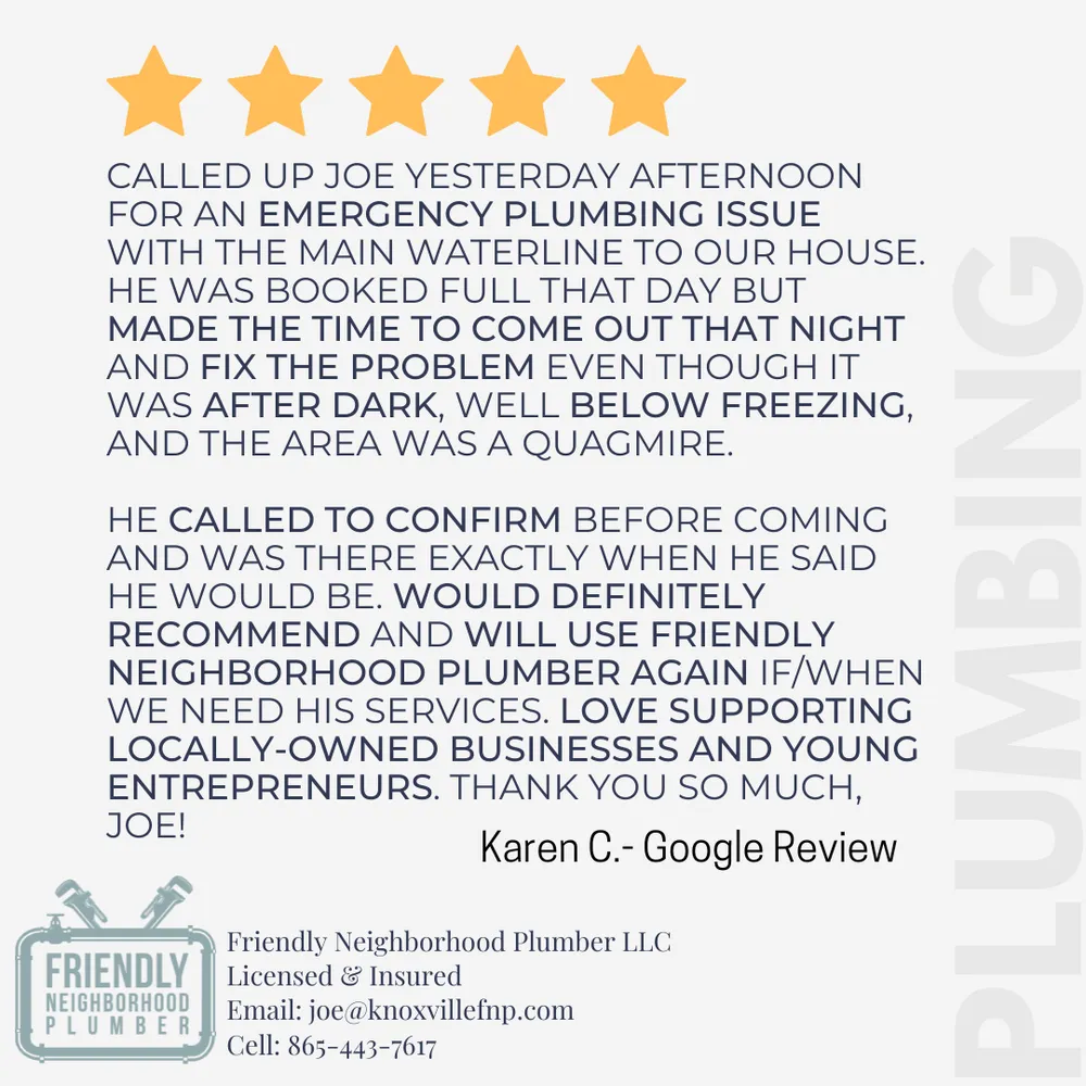 Professional drain cleaning experts serving Knoxville, TN - Friendly Neighborhood Plumber