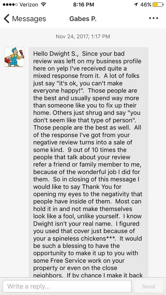 Slide of Gabe's Plumbing Service