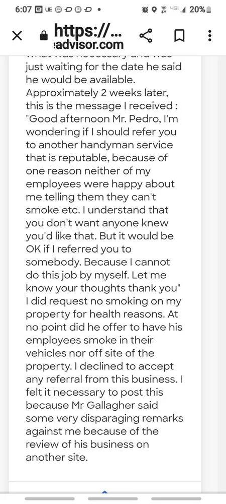 Slide of Gallaghers Handyman Plus +