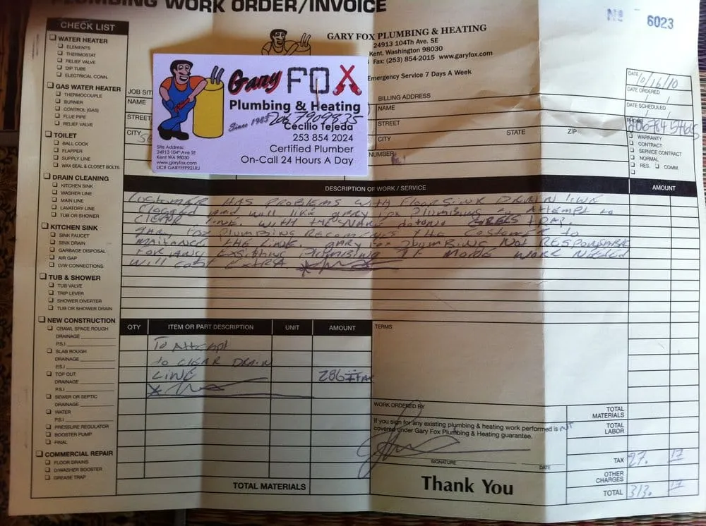 Slide of Gary's Fix It Plumbing and Heating