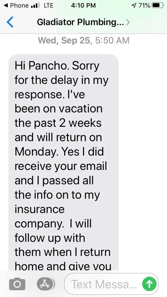 Slide of Gladiator Plumbing