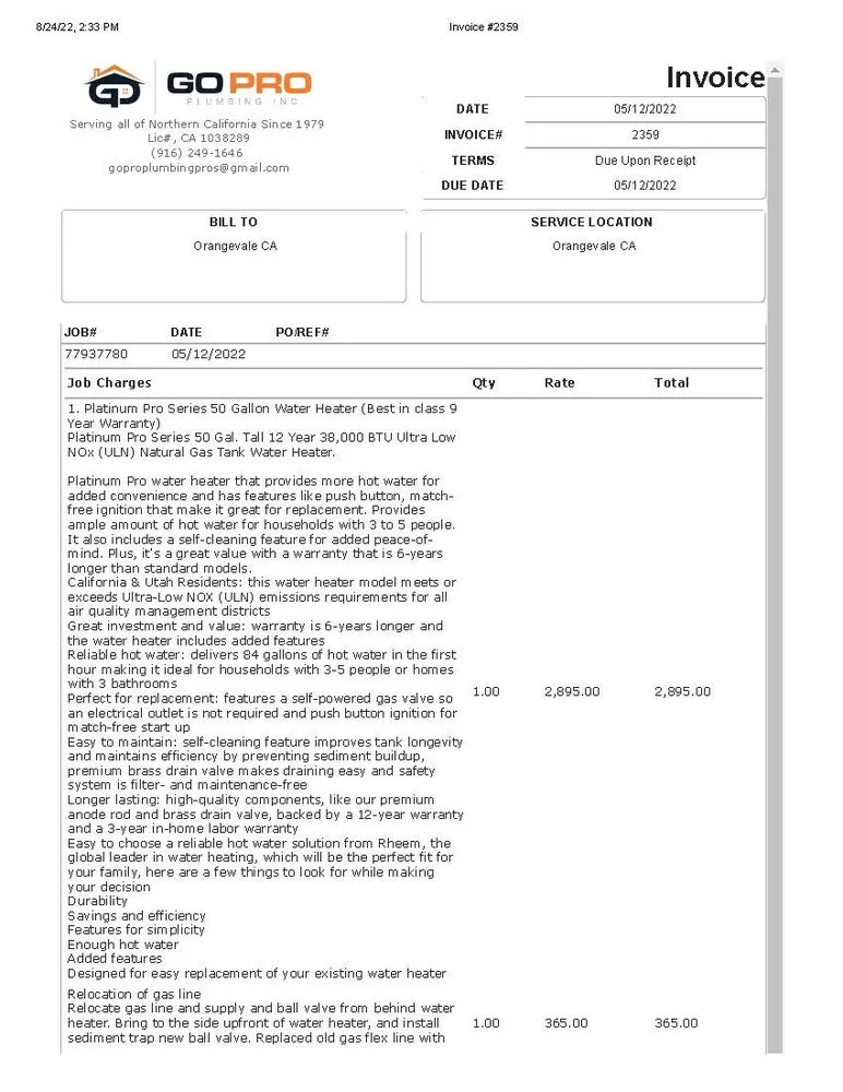 Slide of Go Pro Plumbing