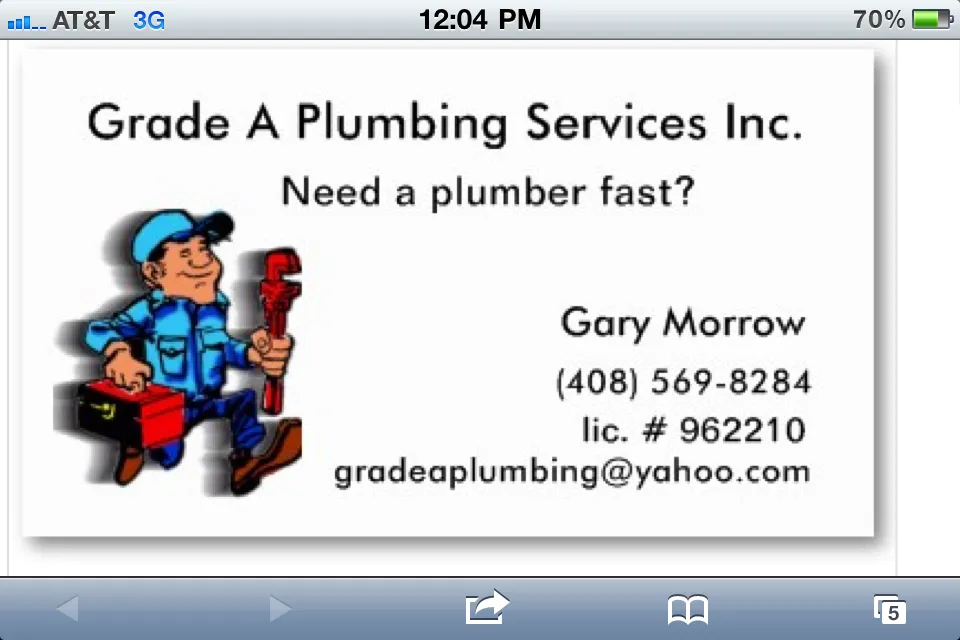 Slide of Grade A Plumbing Services