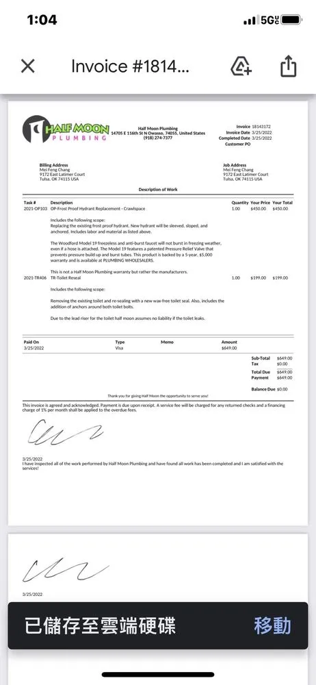 Slide of Half Moon Plumbing