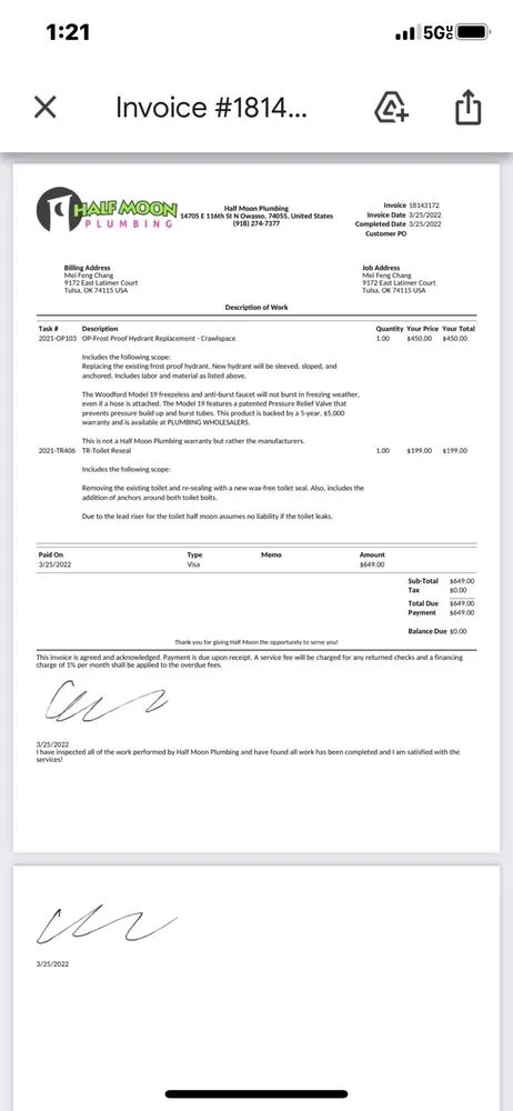 Slide of Half Moon Plumbing