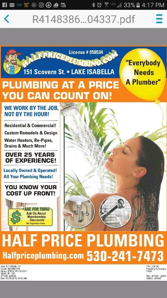 Slide of Half Price Plumbing