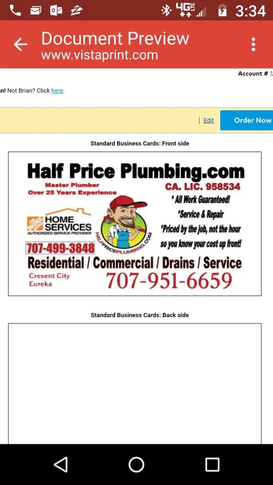 Slide of Half Price Plumbing