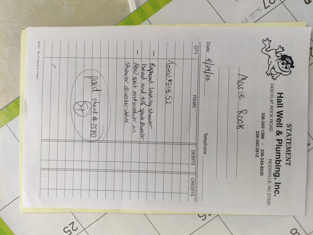 Slide of Hall Well & Plumbing