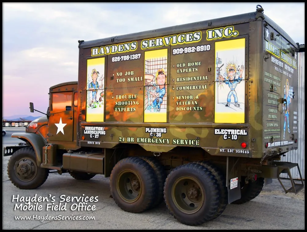 Slide of Hayden's Services