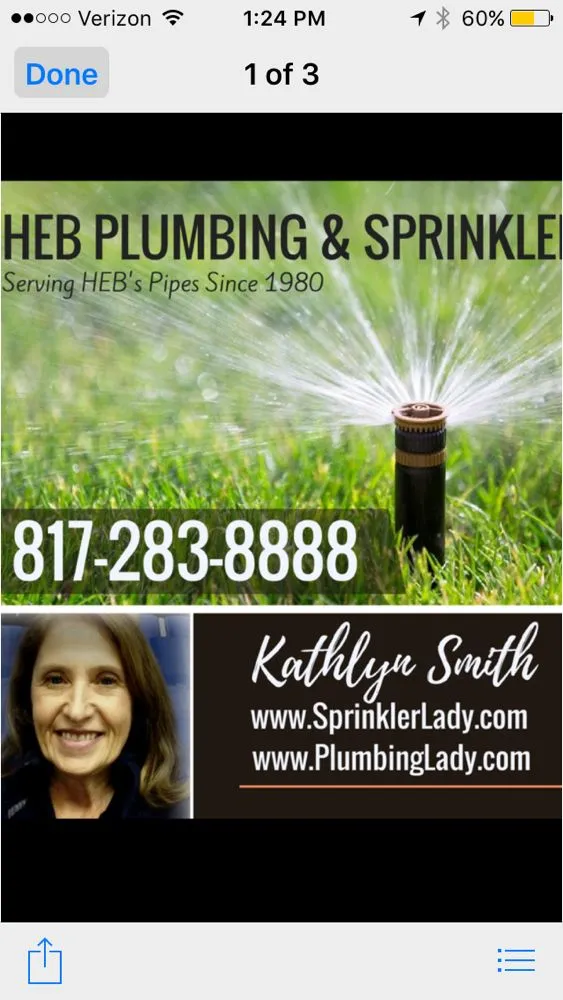 Slide of HEB Plumbing and Sprinkler - Kathlyn Smith