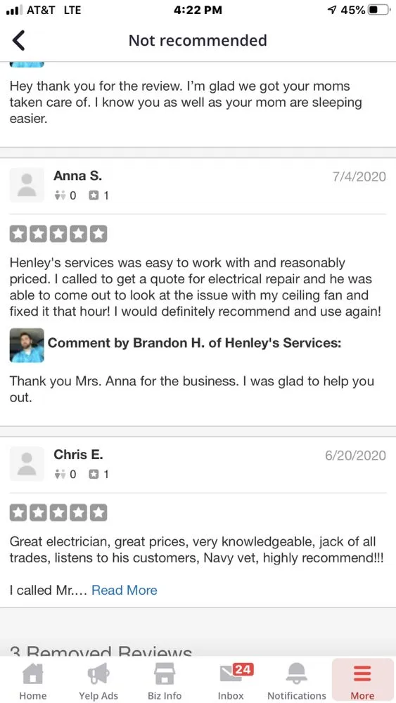 Slide of Henley's Services