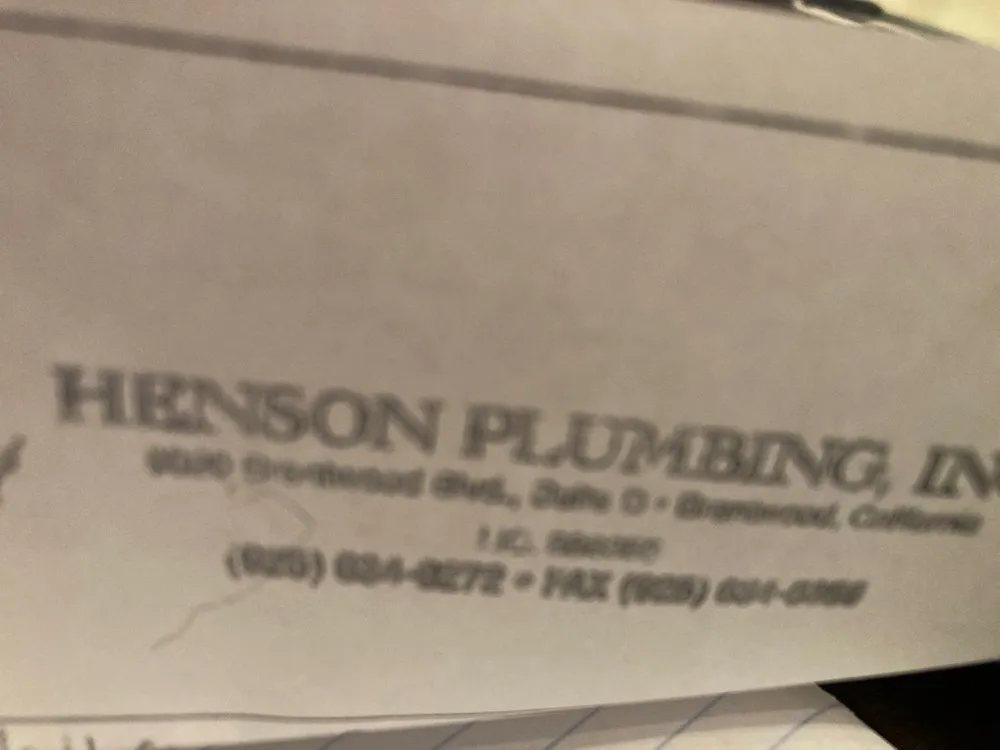 Slide of Henson's Plumbing Service