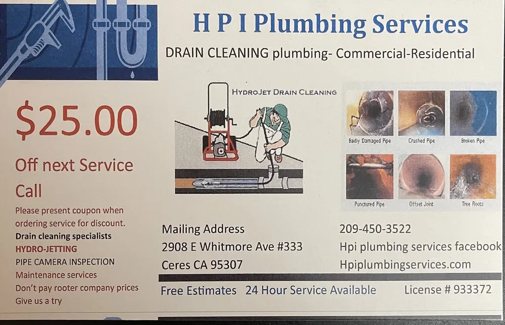 Slide of HPI plumbing services