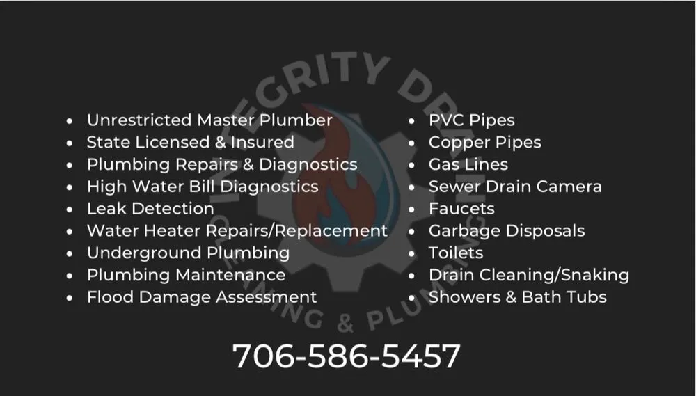 Slide of Integrity Drain Cleaning and Plumbing 