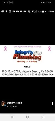 Integrity Plumbing Heating and Cooling Logo