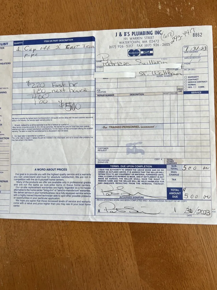 Slide of J & B's Plumbing Company