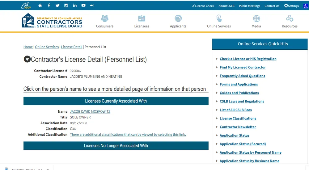 Slide of Jacobs Plumbing and heating