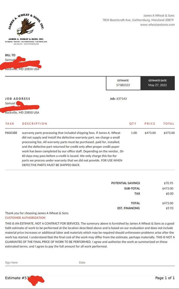 Slide of James A Wheat & Sons