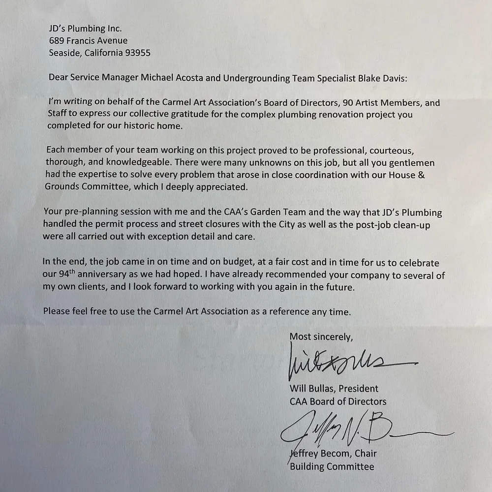 Slide of JD's Plumbing