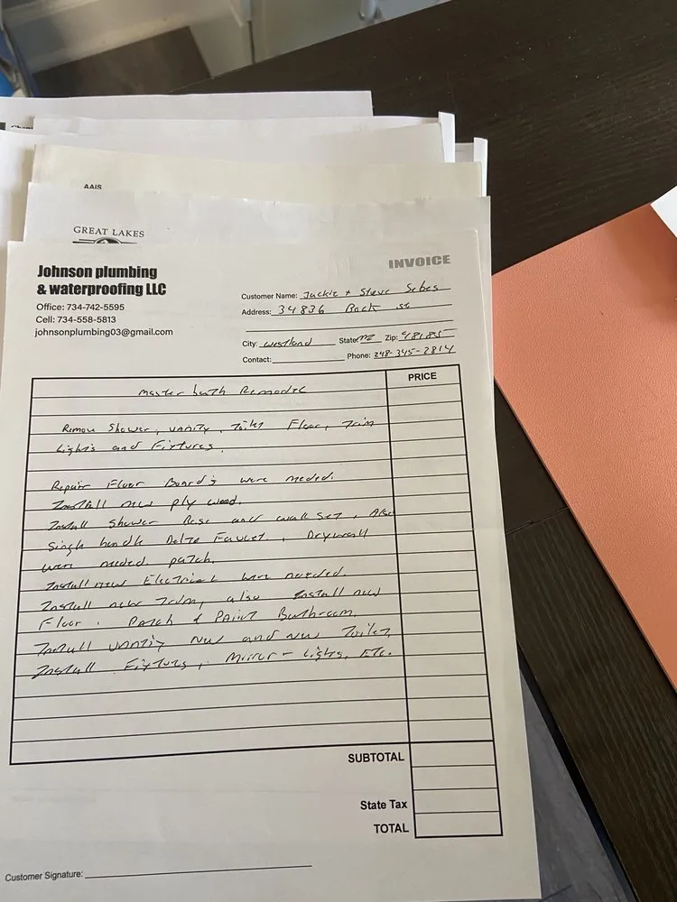 Slide of Johnson plumbing & waterproofing