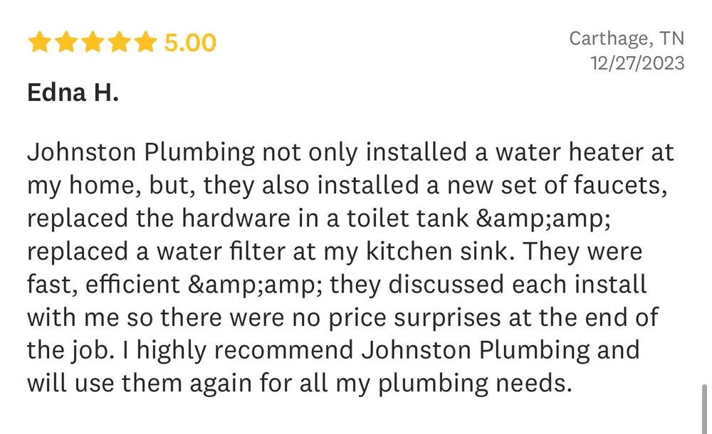 Emergency water heater service service in Riddleton, TN - Johnston Plumbing