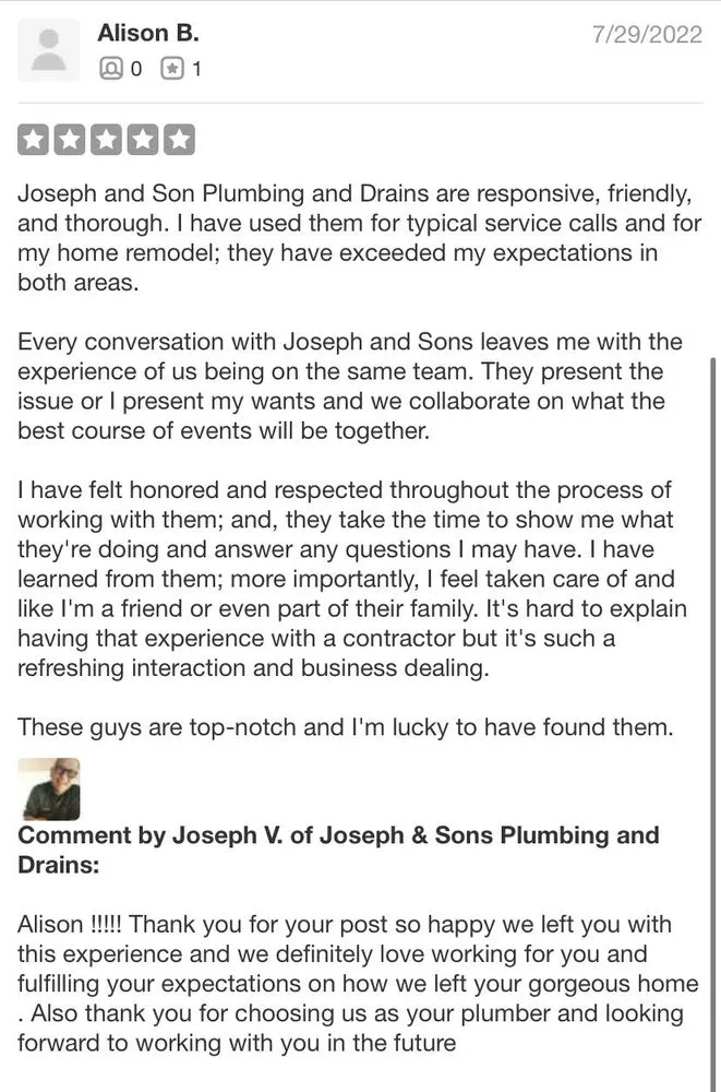 Slide of Joseph & Sons Plumbing and Drains