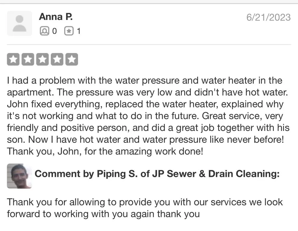 Slide of JP Sewer & Drain Cleaning