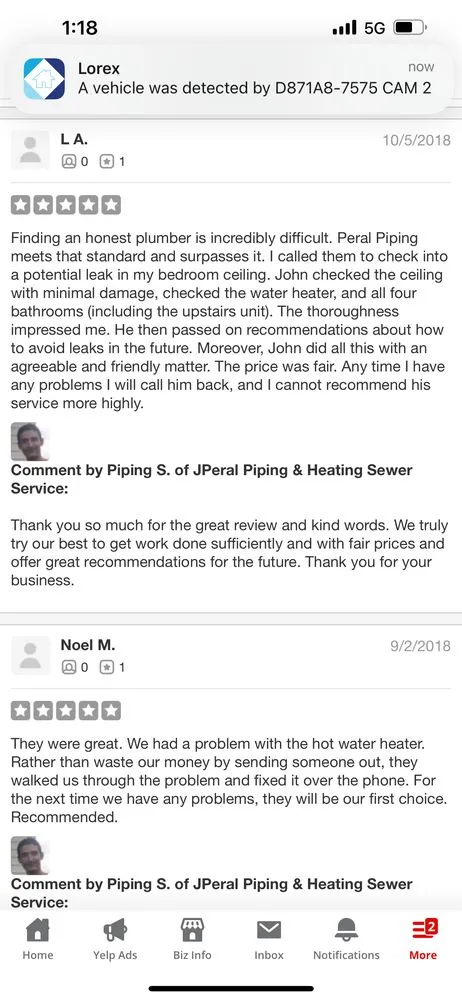 Slide of JPeral Piping & Heating Sewer Service