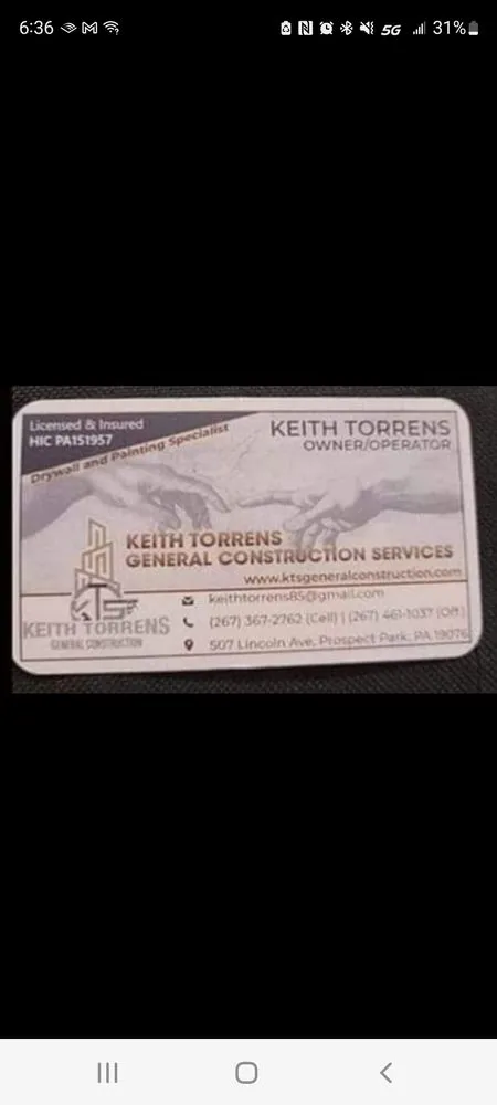 Slide of Keith Torrens General Construction