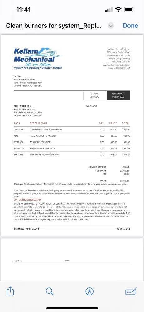 Slide of Kellam Mechanical