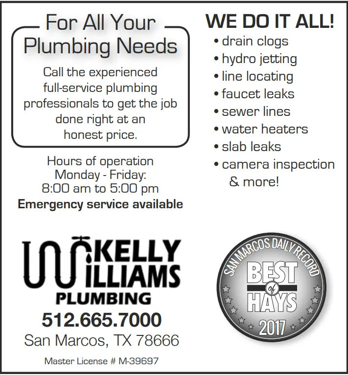 Slide of Kelly Williams Plumbing