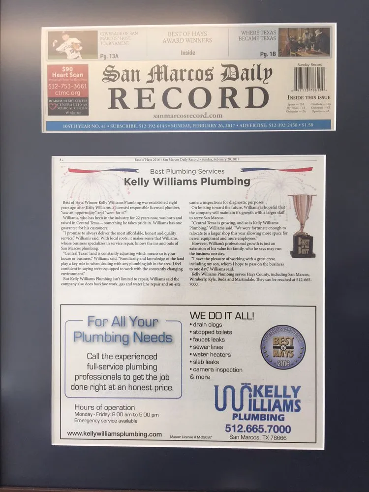 Slide of Kelly Williams Plumbing
