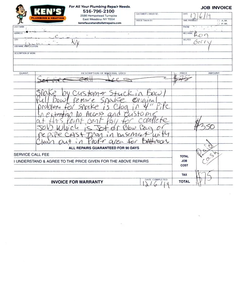 Slide of Ken's Plumbing & Heating