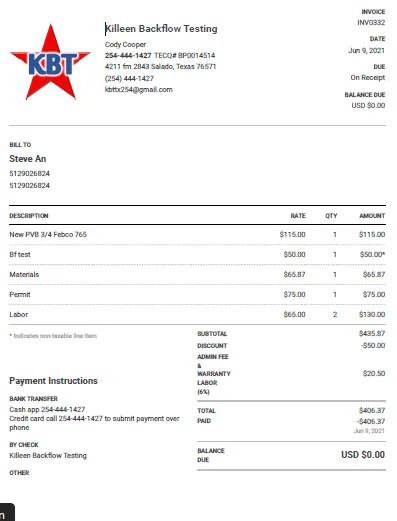 Slide of Killeen Backflow Testing