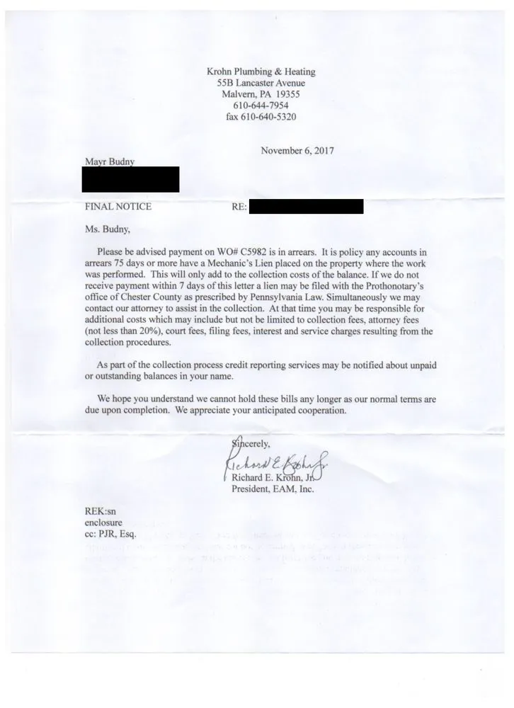 Slide of Krohn Plumbing and Heating