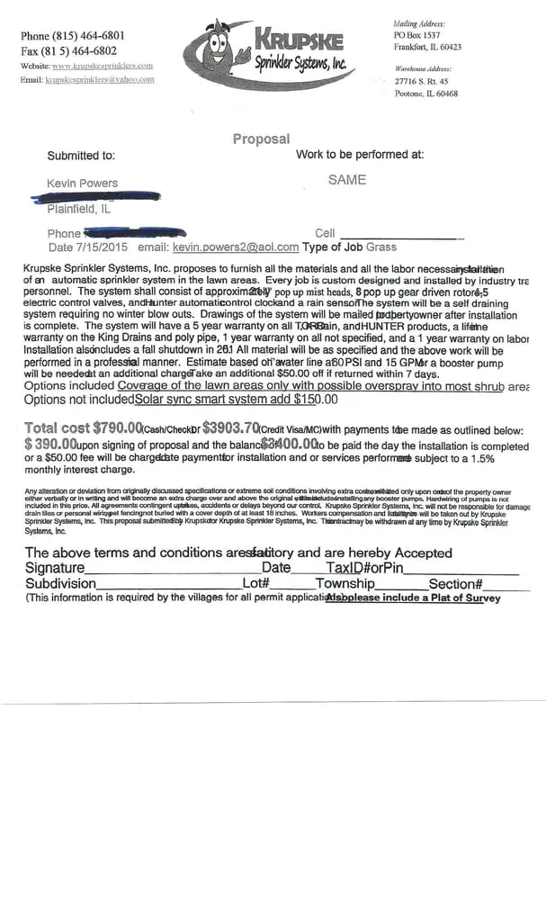 Slide of Krupske Sprinkler Systems