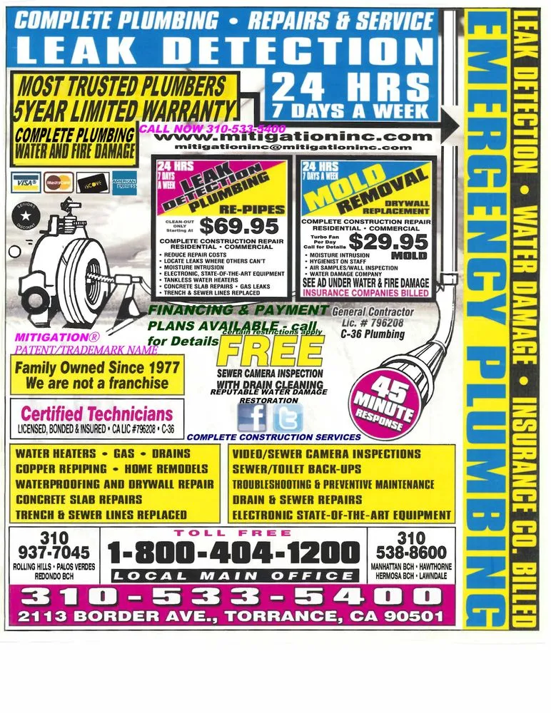 Top-rated plumbing repair for homes in Redondo Beach, CA by Leak Detection Mcdonalds Restoration