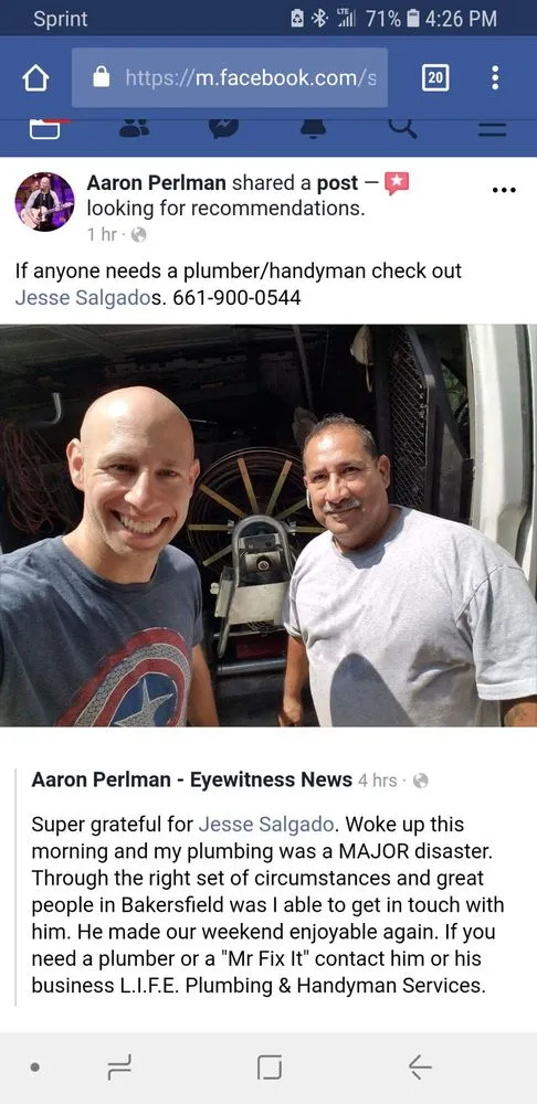 Slide of L.I.F.E. Plumbing-Drain & Handyman Services