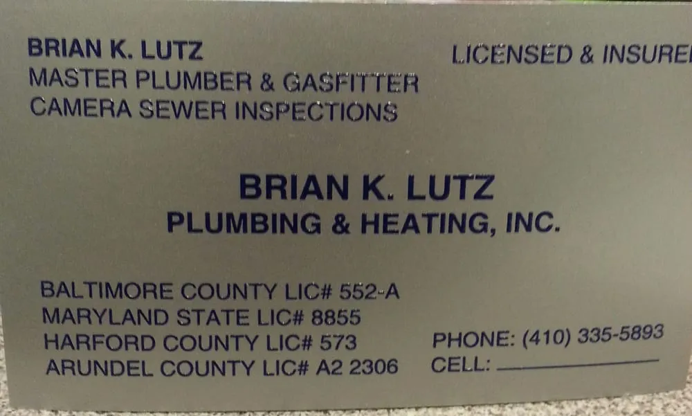 Slide of Lutz Brian K Plumbing and Heating