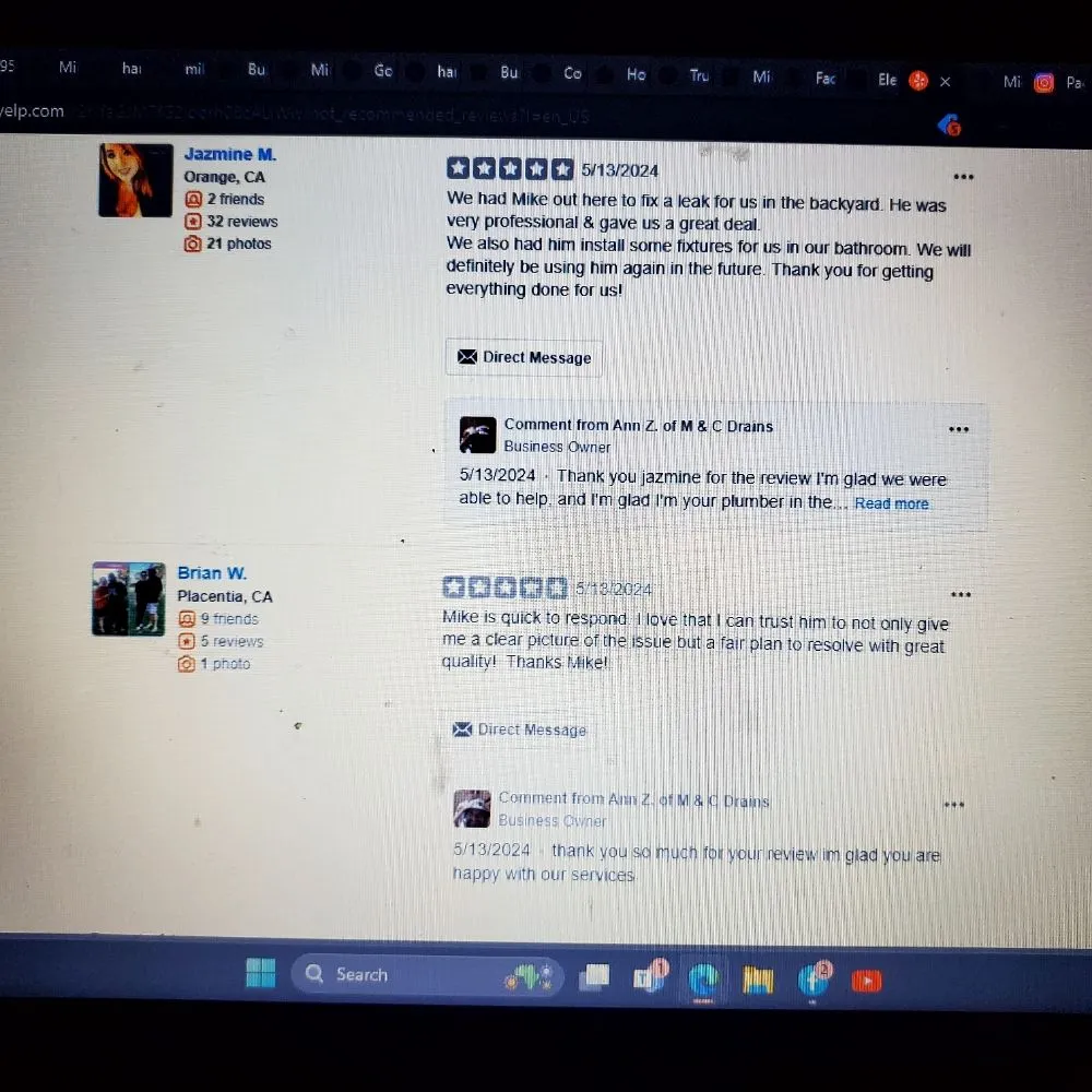 Professional emergency plumbing in Rancho Santa Margarita, CA by M & C Drains