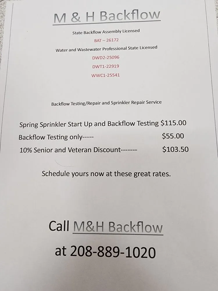Quality pipe repair experts serving Kingston, ID - M & H Backflow
