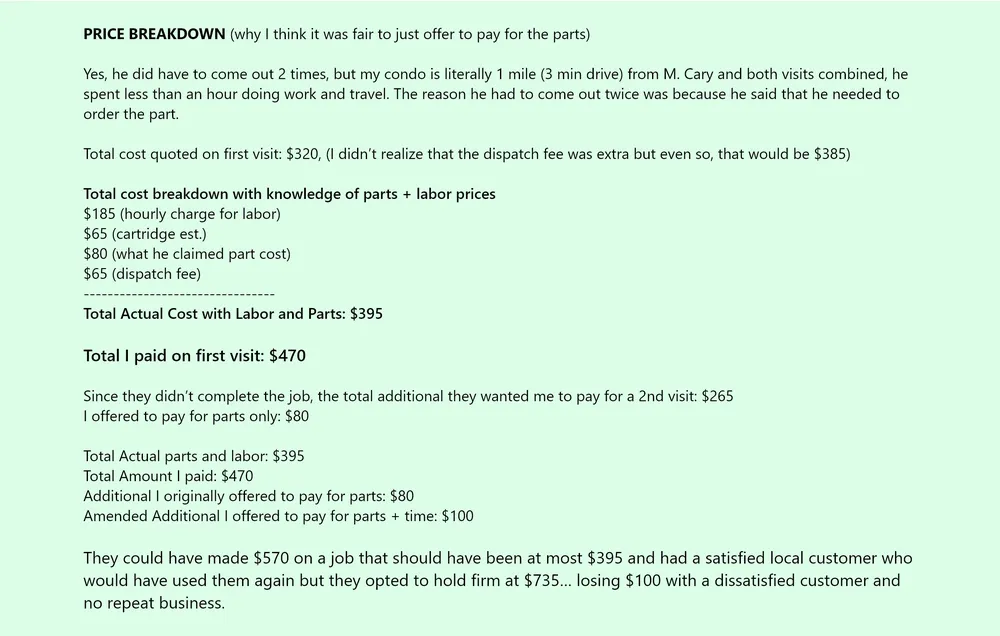 Slide of M Cary & Daughters Plumbing Contractors