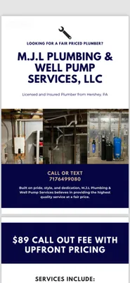 M J L Plumbing & Well Pump Services