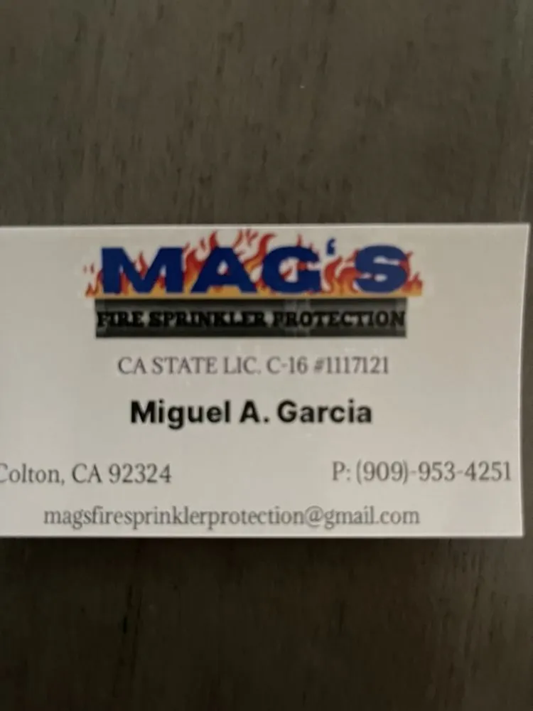 Slide of Mag’s Fire Sprinkler Protection