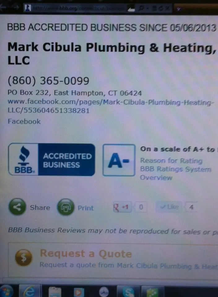 Slide of Mark Cibula Plumbing & Heating