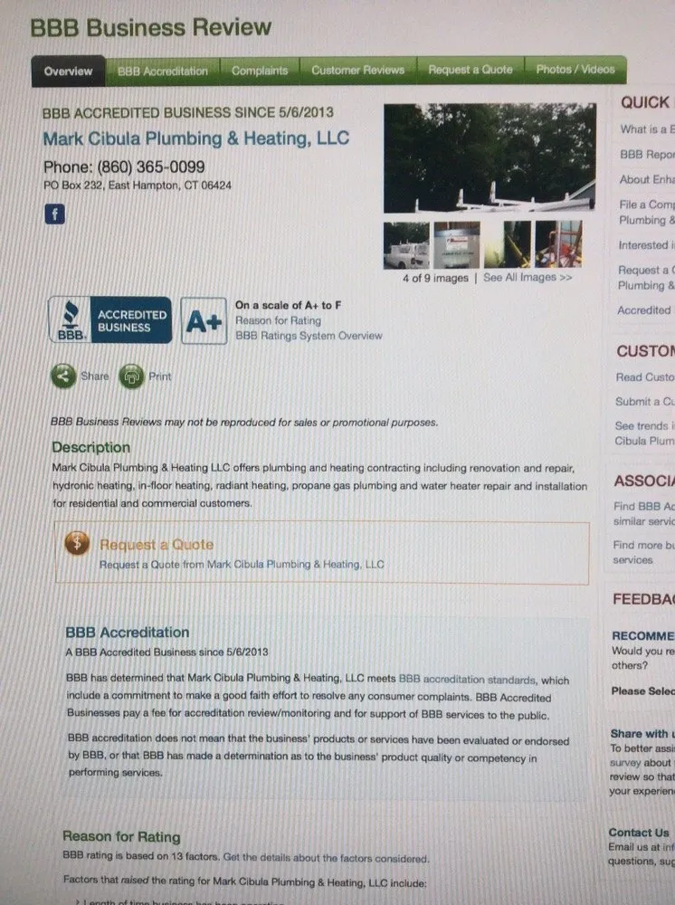 Slide of Mark Cibula Plumbing & Heating