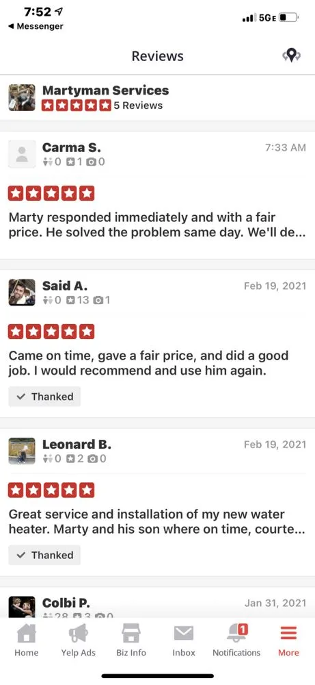 Slide of Martyman Services